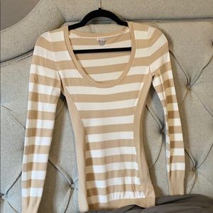 White & Cream striped Guess Sweater